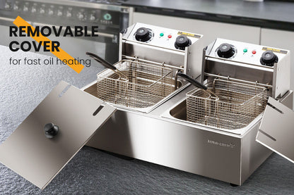 Commercial Electric Deep Fryer Twin Frying Basket Chip Cooker Fry