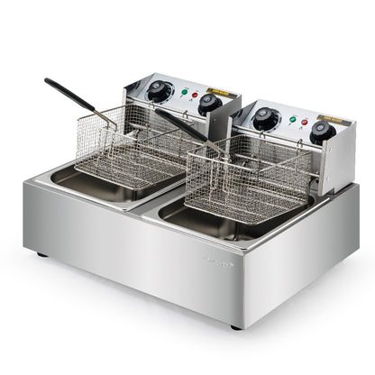 Commercial Electric Deep Fryer Twin Frying Basket Chip Cooker Fry