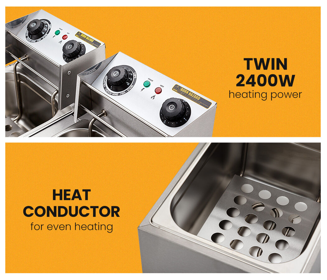 Commercial Electric Deep Fryer Twin Frying Basket Chip Cooker Fry