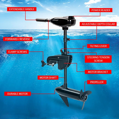 60 kg Thrust Electric Trolling Motor with 0.58m Shaft for Fishing Boats