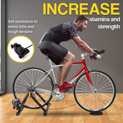 Magnetic Indoor Bike Trainer with 6 Resistance Levels, Fits 0.66m, 0.69m, 0.7m Wheels