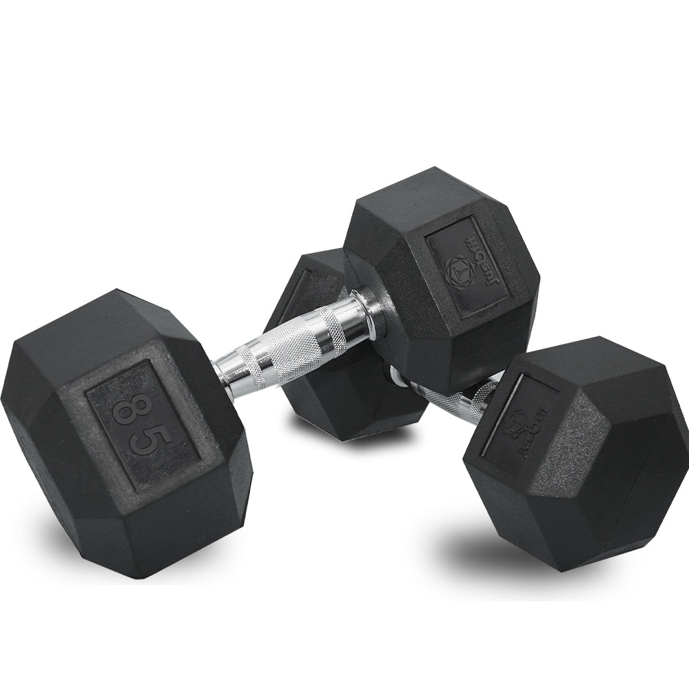 Pair of 38.5kg Hex Dumbbells with Rubber Coating for Home and Gym Fitness