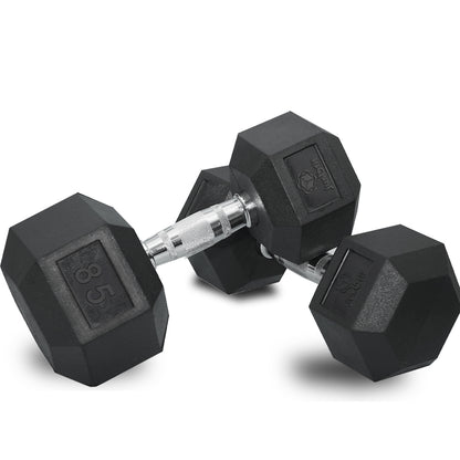 Pair of 38.5kg Hex Dumbbells with Rubber Coating for Home and Gym Fitness
