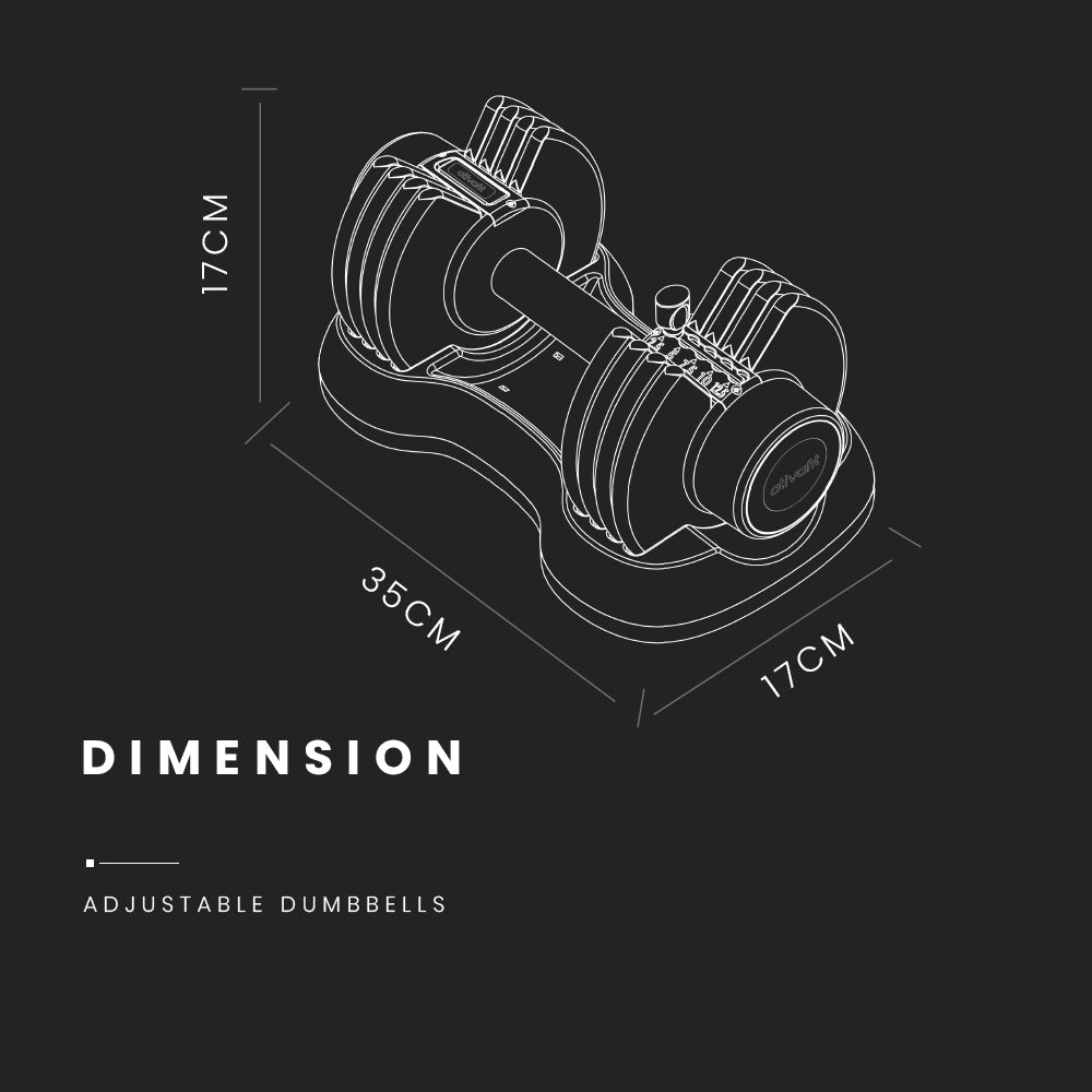 12.5kg Adjustable Dumbbell for Home Gym Fitness, 0.63m Compact Design