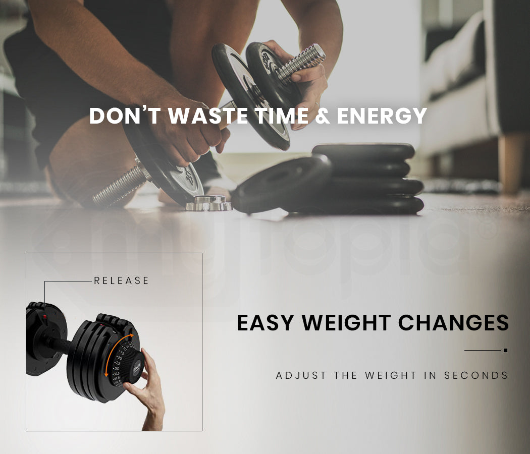 Adjustable 32.5kg Dumbbell Set for Home Gym, Quick Weight Selection System