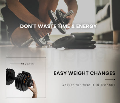 Adjustable 32.5kg Dumbbell Set for Home Gym, Quick Weight Selection System