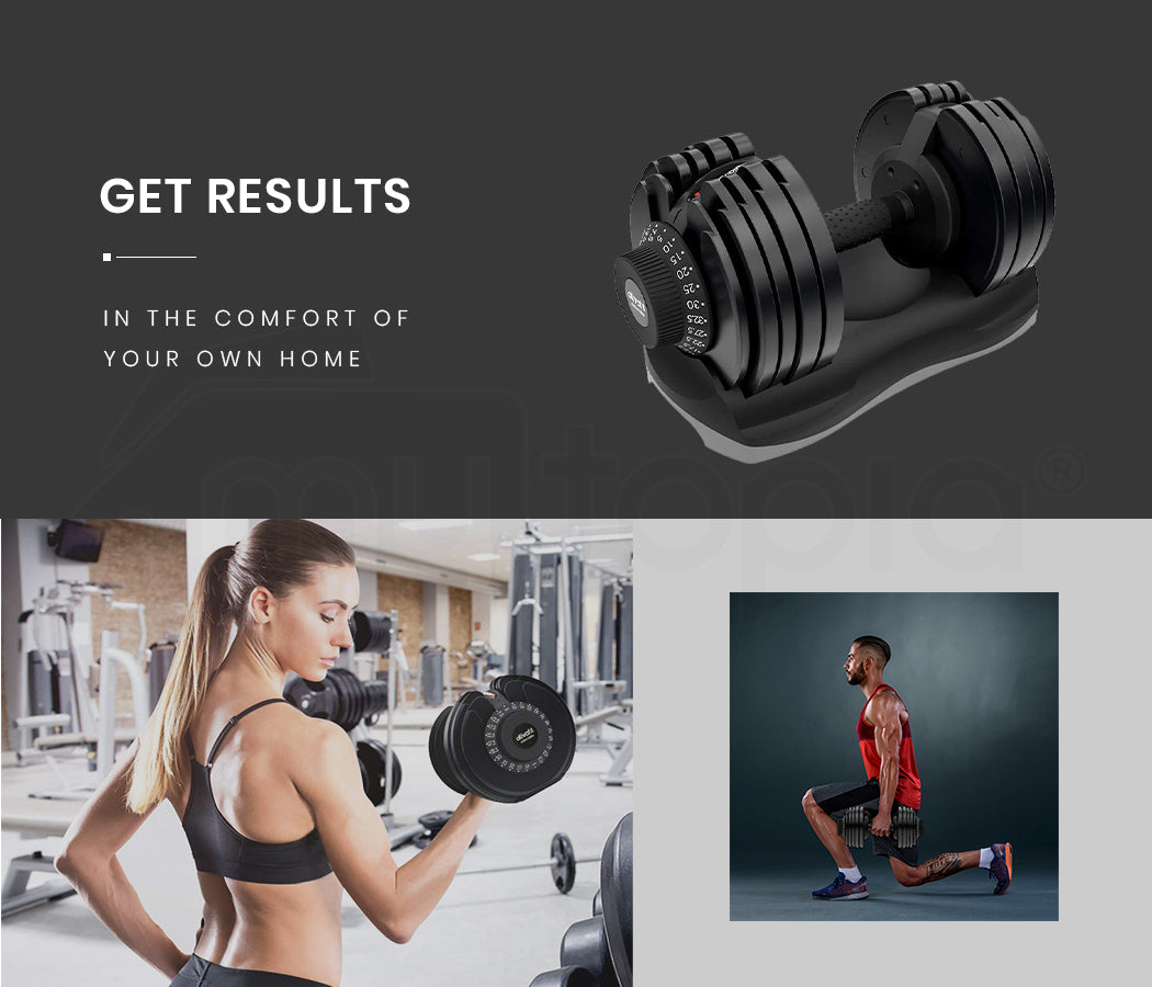 Adjustable 32.5kg Dumbbell Set for Home Gym, Quick Weight Selection System
