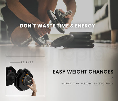 Adjustable 0.04m Dumbbell Set, 2 x 40kg Weights for Home Gym Fitness Training