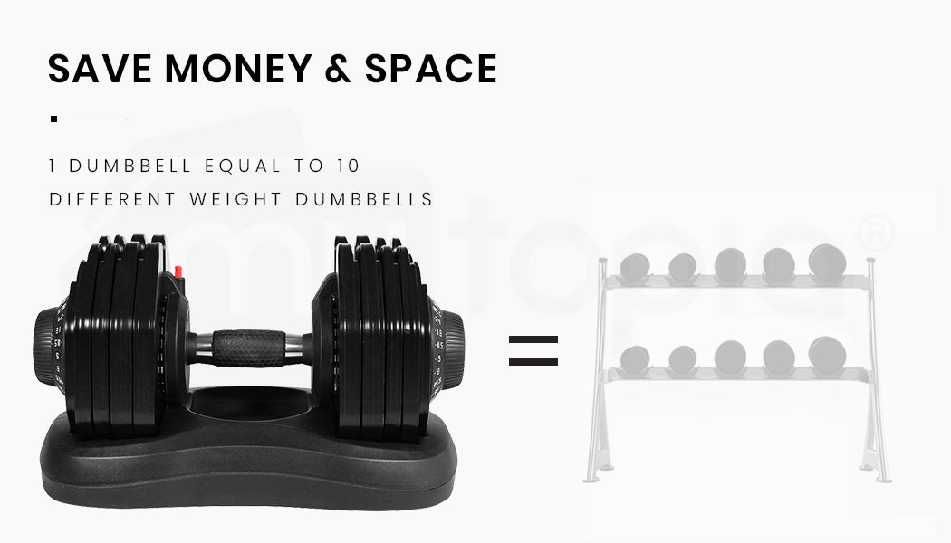 Adjustable 0.04m Dumbbell Set, 2 x 40kg Weights for Home Gym Fitness Training