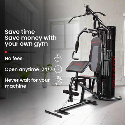 Multi-Station Compact Home Gym Set, 150lbs Weight Plates- M8000