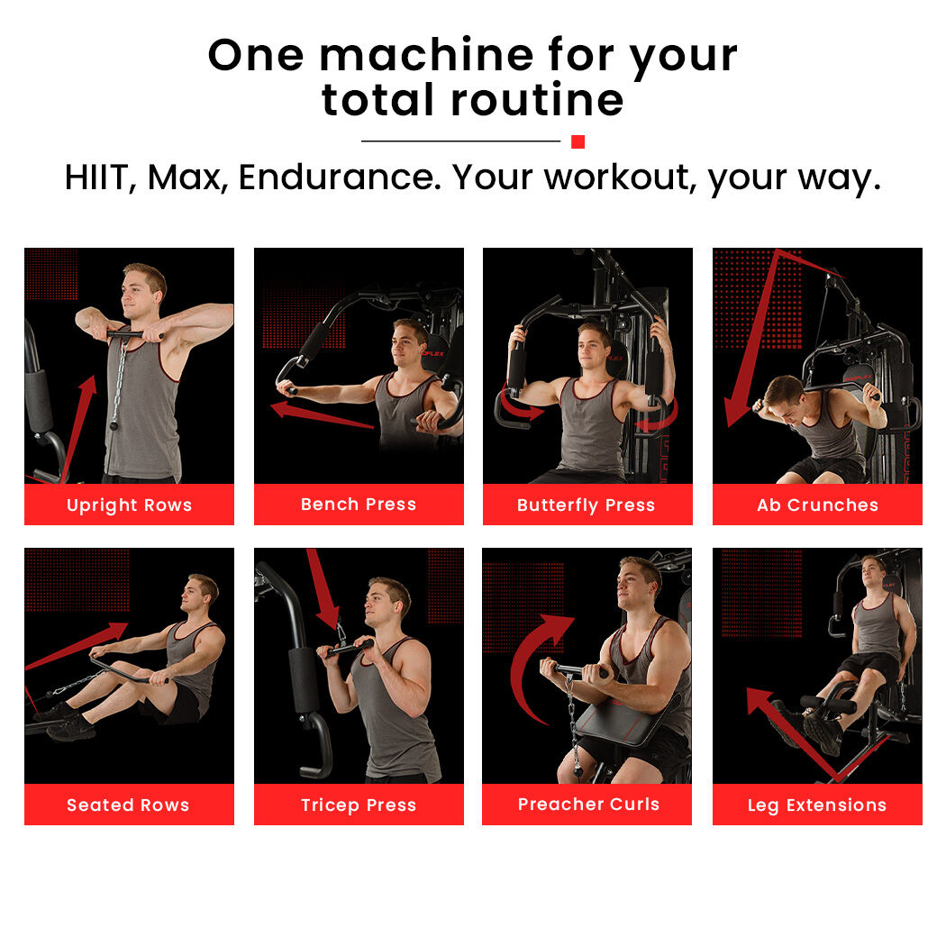 Multi-Station Compact Home Gym Set, 150lbs Weight Plates- M8000