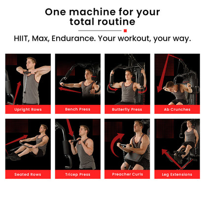 Multi-Station Compact Home Gym Set, 150lbs Weight Plates- M8000