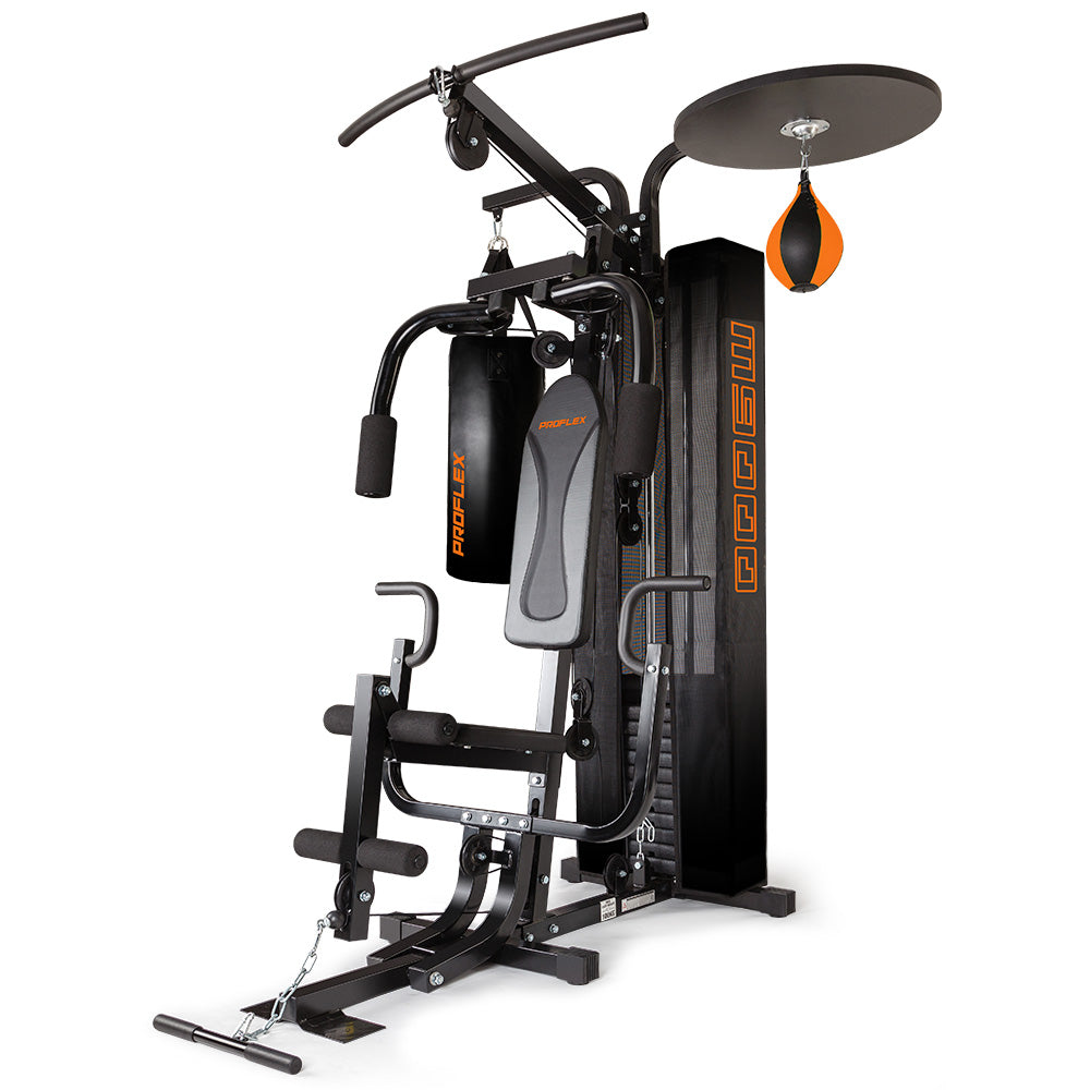 Multi-Station Home Gym with Punching Bag & Speedball - 1.5m² Space Saver