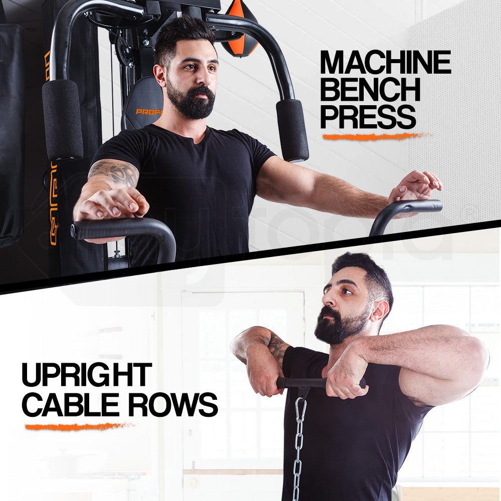 Multi-Station Home Gym with Punching Bag & Speedball - 1.5m² Space Saver