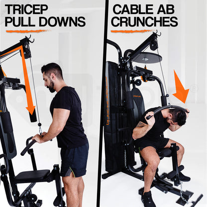 Multi-Station Home Gym with Punching Bag & Speedball - 1.5m² Space Saver