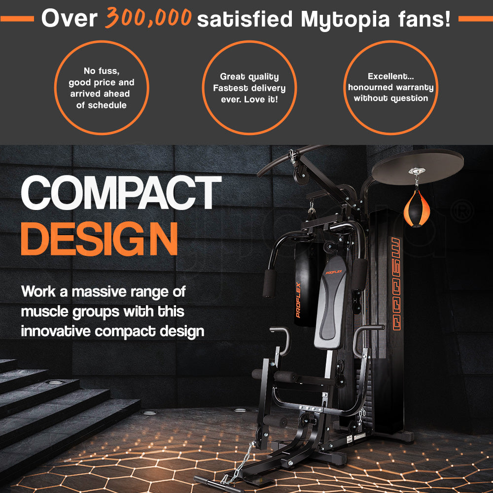 Multi-Station Home Gym with Punching Bag & Speedball - 1.5m² Space Saver