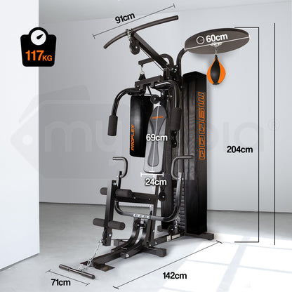 Multi-Station Home Gym with Punching Bag & Speedball - 1.5m² Space Saver