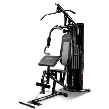 Multi-Station Home Gym with Adjustable Weights and Cushioned Supports