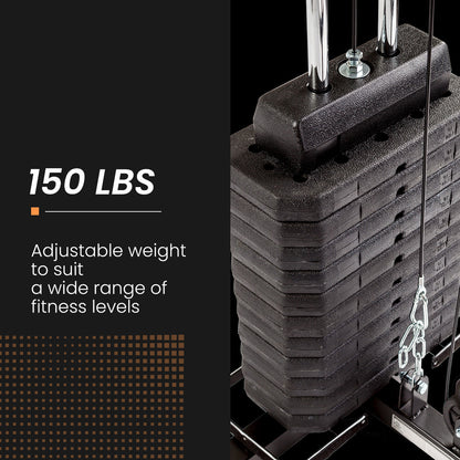 Multi-Station Home Gym with Adjustable Weights and Cushioned Supports