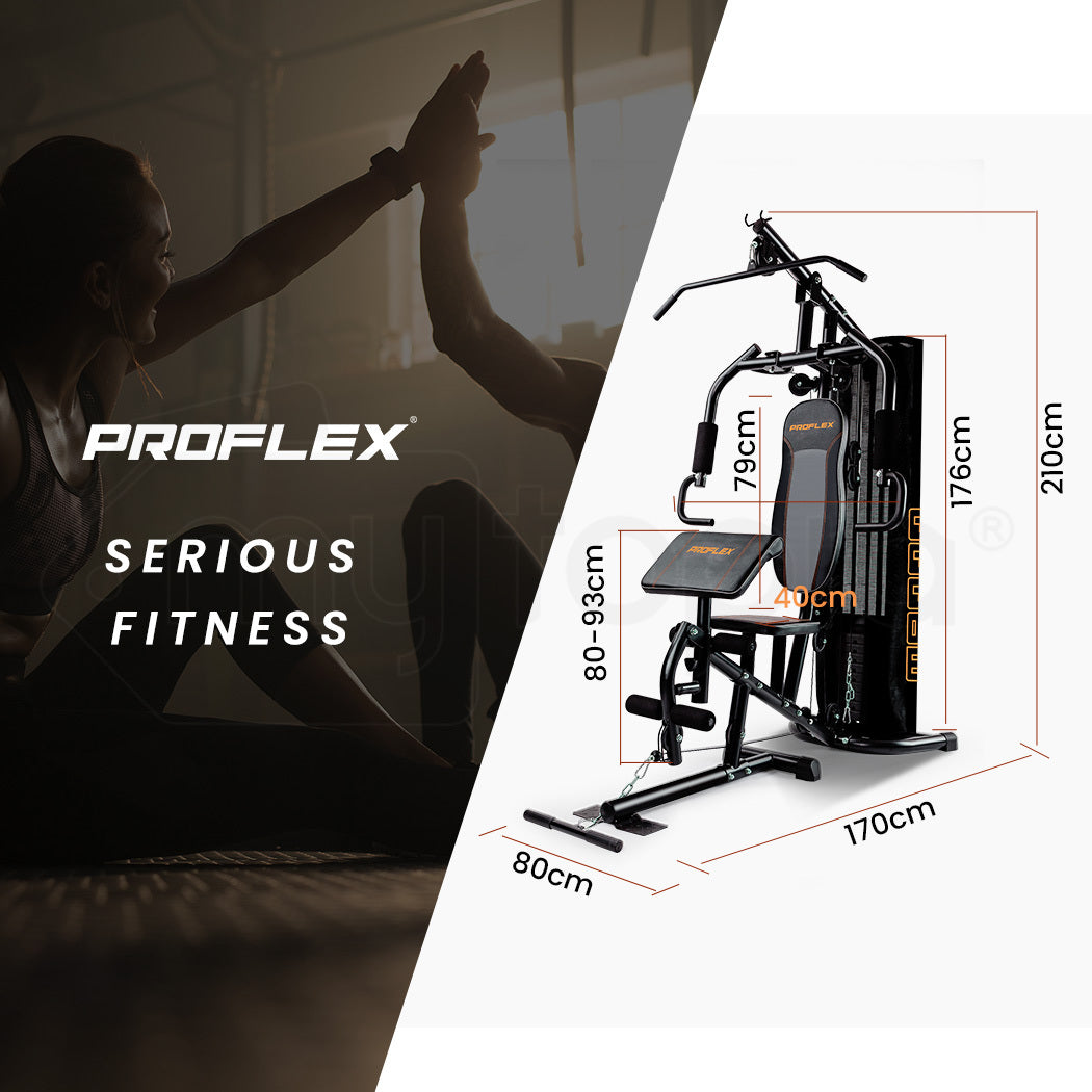 Multi-Station Home Gym with Adjustable Weights and Cushioned Supports