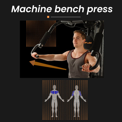 Multi-Station Home Gym with Adjustable Weights and Cushioned Supports