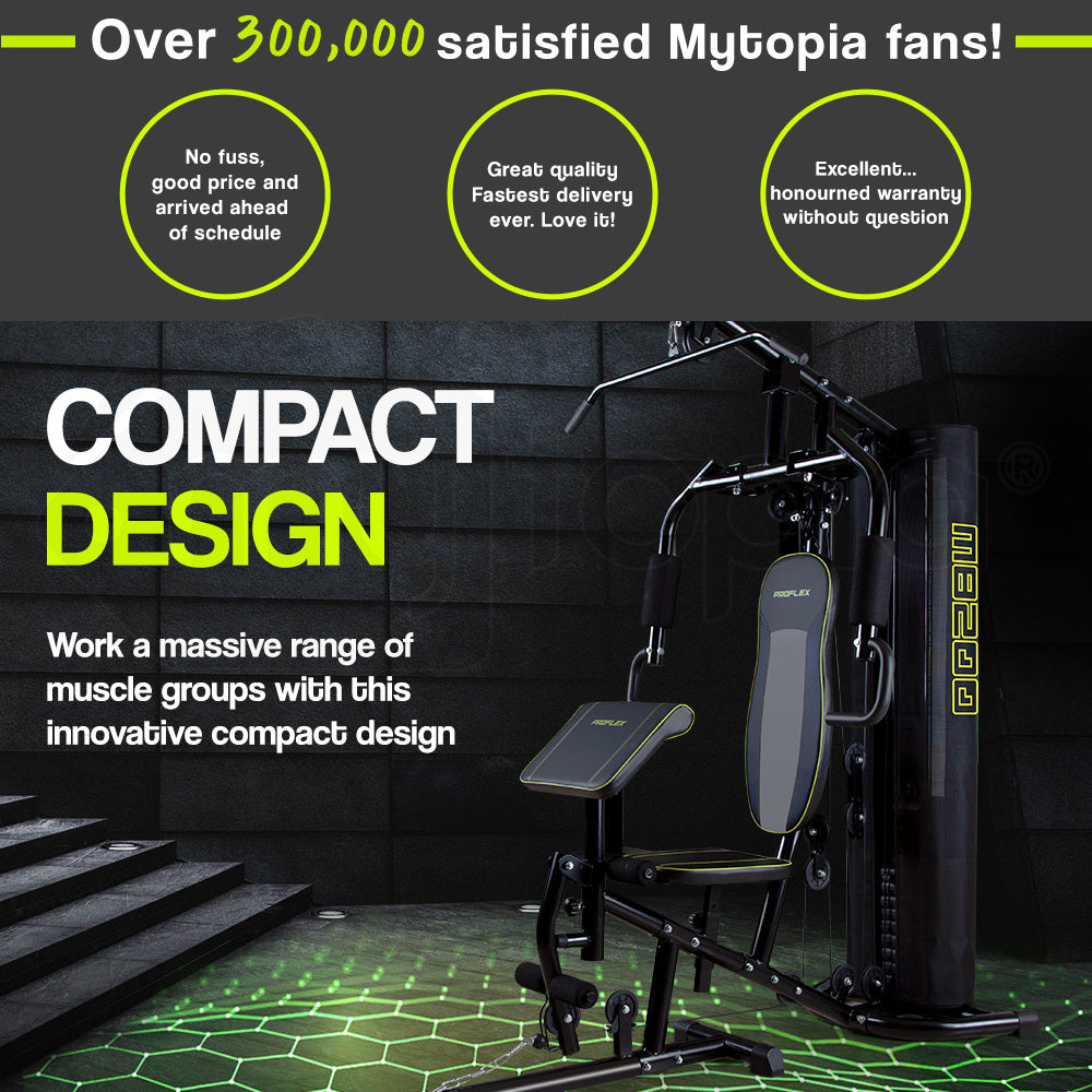 Multi-Station Home Gym with Adjustable 44kg Plates and Cushioned Seating