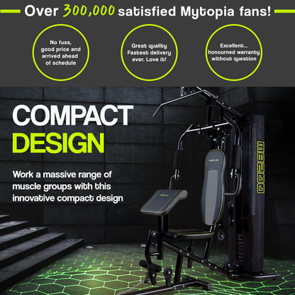 Multi-Station Home Gym with Adjustable 44kg Plates and Cushioned Seating