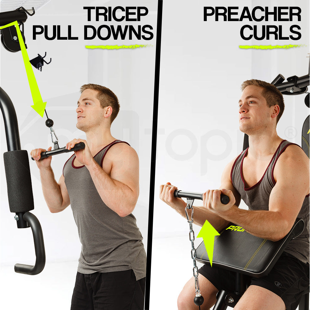 Multi-Station Home Gym with Adjustable 44kg Plates and Cushioned Seating