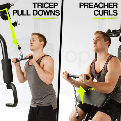 Multi-Station Home Gym with Adjustable 44kg Plates and Cushioned Seating