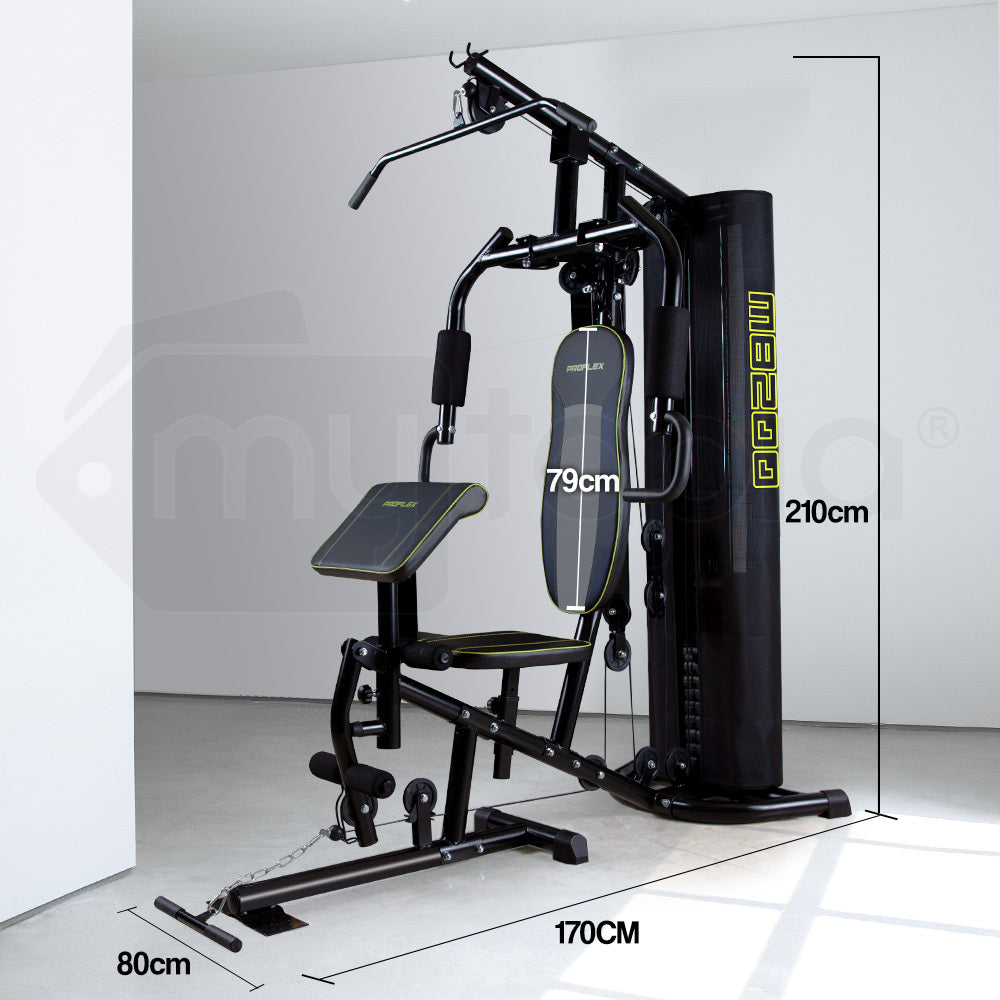 Multi-Station Home Gym with Adjustable 44kg Plates and Cushioned Seating