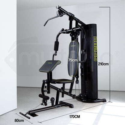 Multi-Station Home Gym with Adjustable 44kg Plates and Cushioned Seating