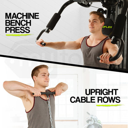 Multi-Station Home Gym with Adjustable 44kg Plates and Cushioned Seating