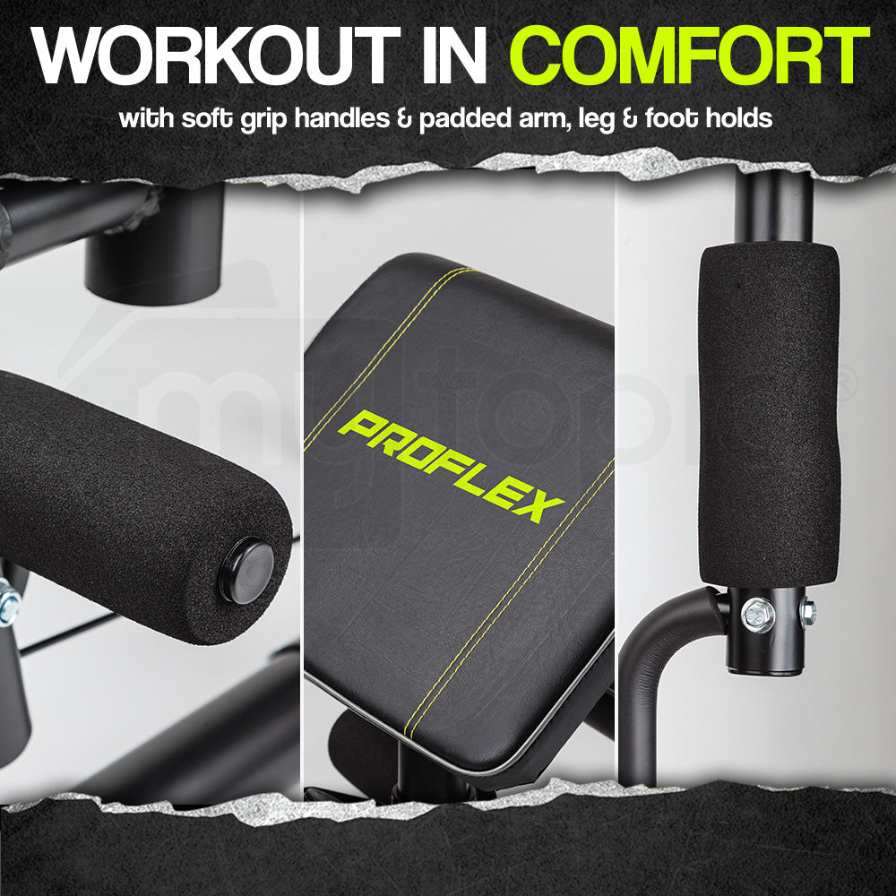 Multi-Station Home Gym with Adjustable 44kg Plates and Cushioned Seating