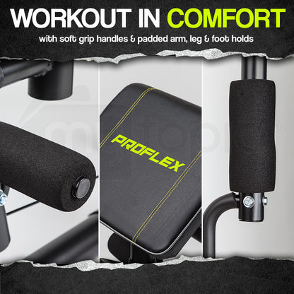 Multi-Station Home Gym with Adjustable 44kg Plates and Cushioned Seating