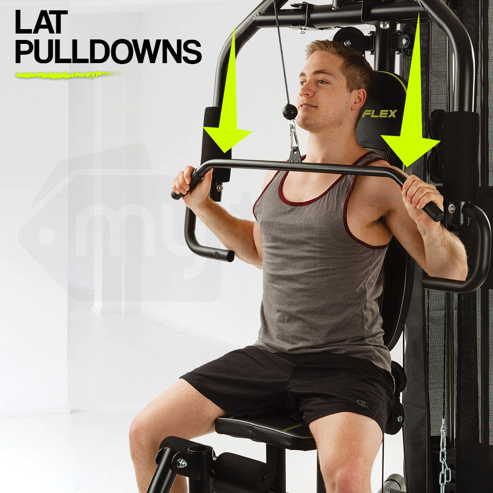 Multi-Station Home Gym with Adjustable 58kg Weights and Cushioned Seating