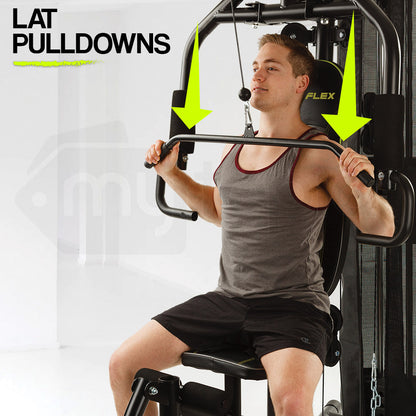 Multi-Station Home Gym with Adjustable 58kg Weights and Cushioned Seating
