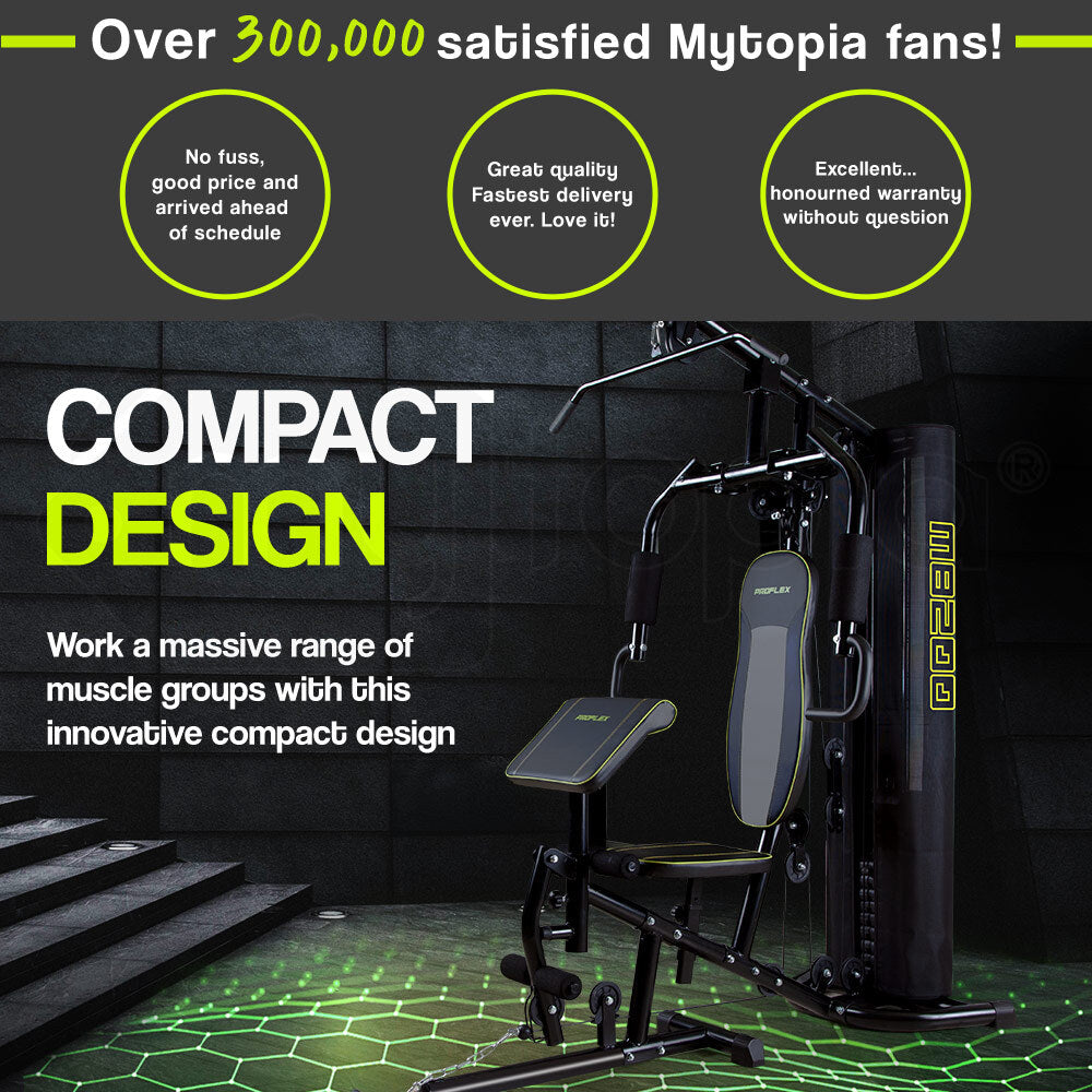 Multi-Station Home Gym with Adjustable 58kg Weights and Cushioned Seating