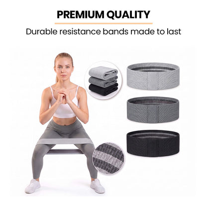 3-Piece Hip Resistance Band with Storage Bag, Grey, Dark Grey, Black Pack