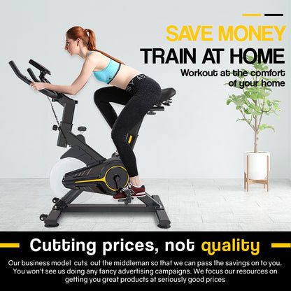 Commercial Spin Bike with Steel Flywheel and LCD Monitor for Home Gym