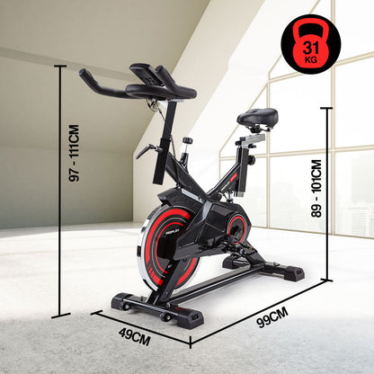 Commercial Spin Bike with Adjustable Ergonomics and 0.18m Flywheel - Red