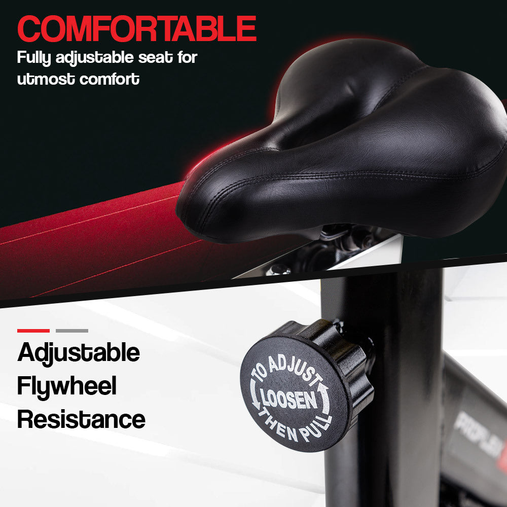 Commercial Spin Bike with Adjustable Ergonomics and 0.18m Flywheel - Red