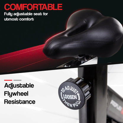 Commercial Spin Bike with Adjustable Ergonomics and 0.18m Flywheel - Red
