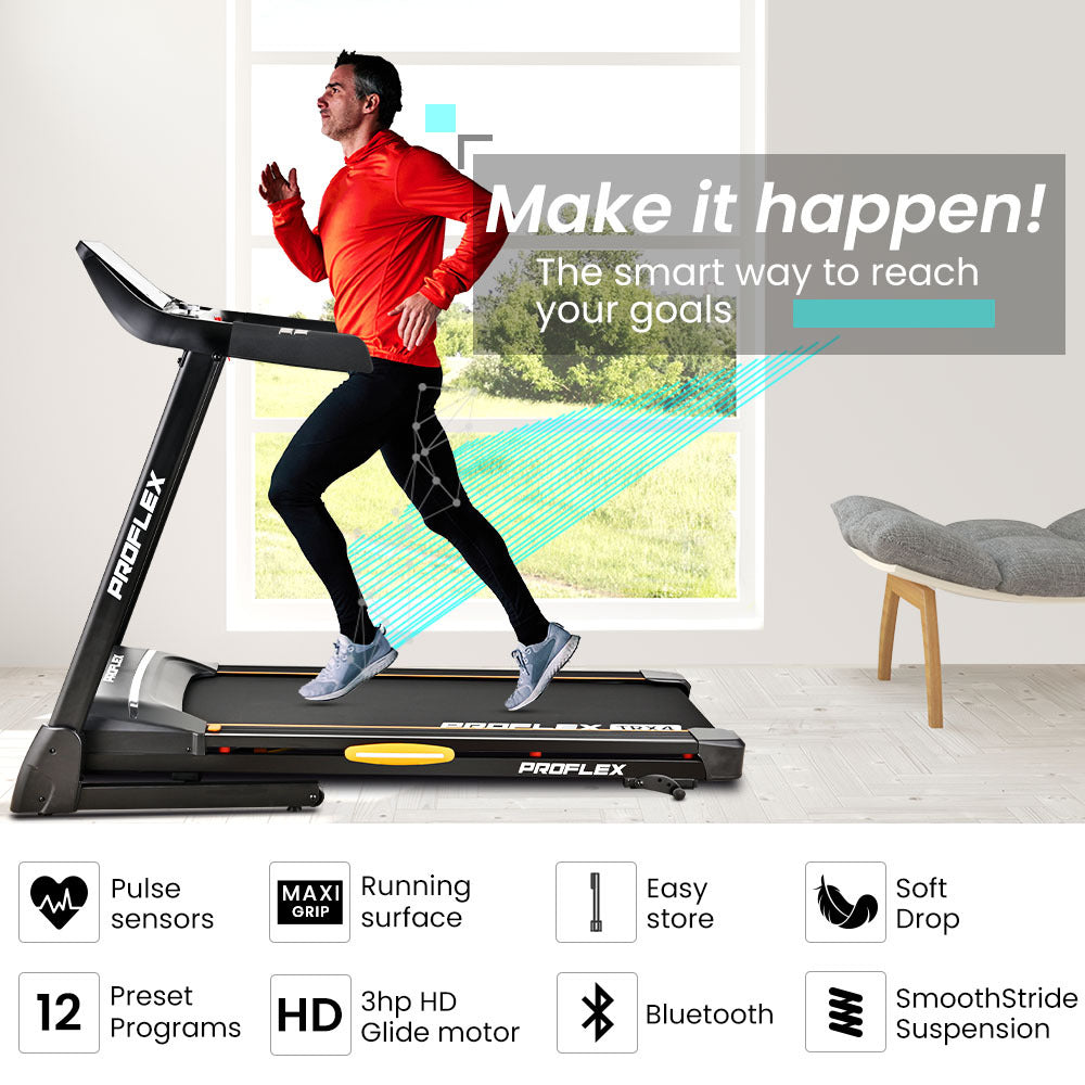 Foldable Electric Treadmill with Bluetooth, Incline, and Suspension - 2.5m