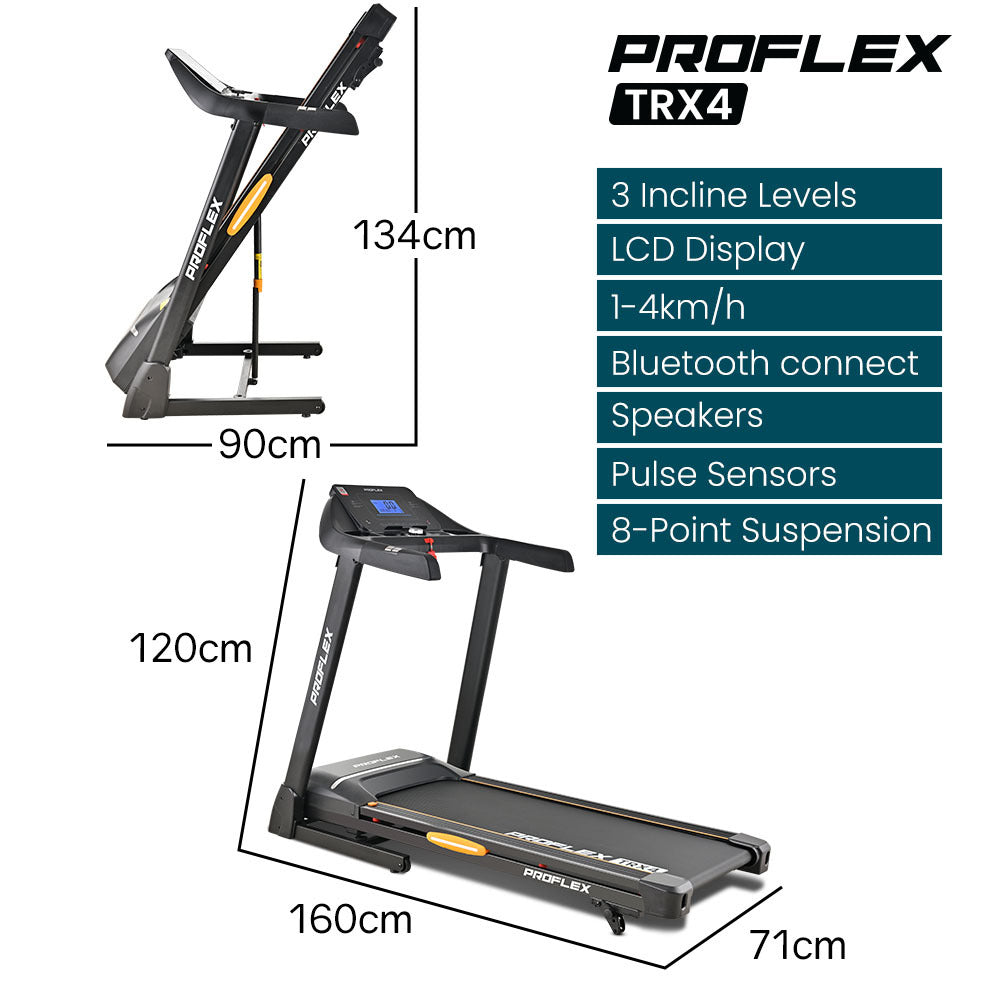 Foldable Electric Treadmill with Bluetooth, Incline, and Suspension - 2.5m