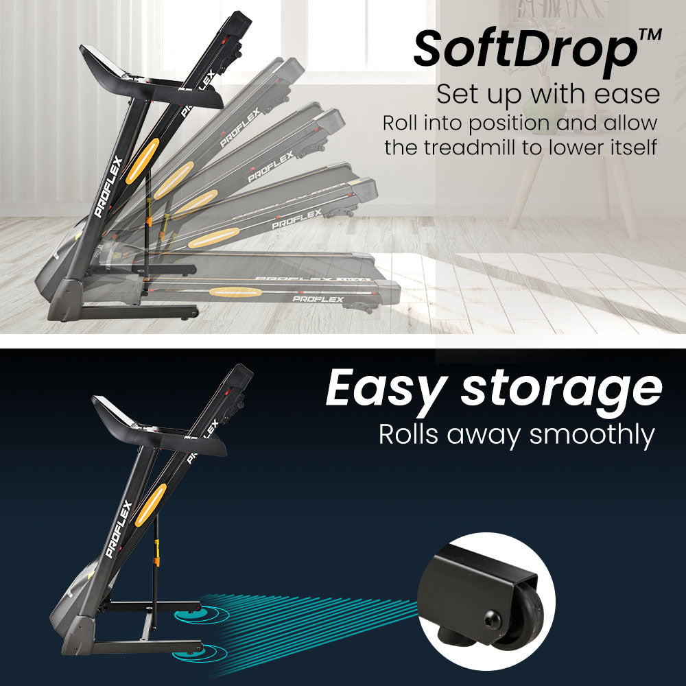 Foldable Electric Treadmill with Bluetooth, Incline, and Suspension - 2.5m