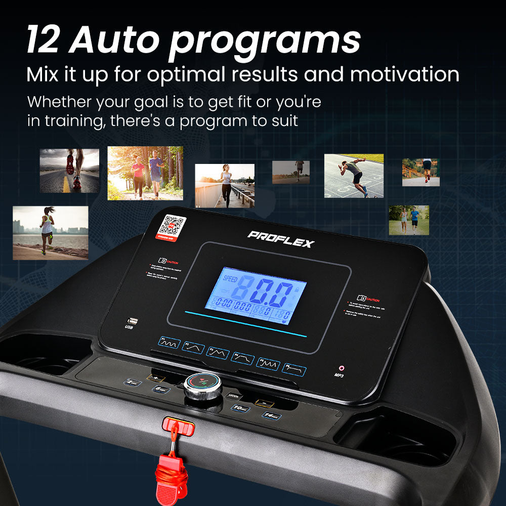 Foldable Electric Treadmill with Bluetooth, Incline, and Suspension - 2.5m