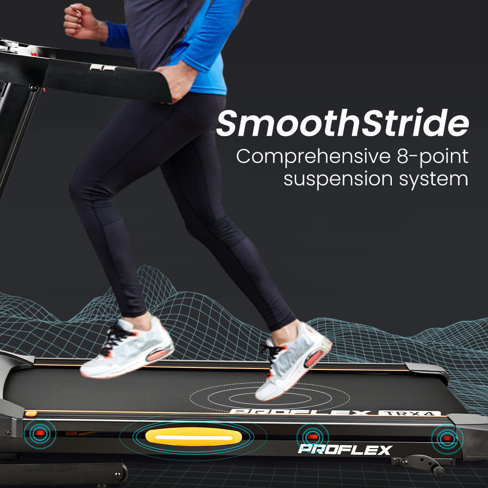 Foldable Electric Treadmill with Bluetooth, Incline, and Suspension - 2.5m