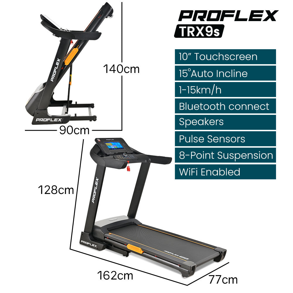 Electric Treadmill with 0.25m Display, Auto Incline, WiFi, Bluetooth, Foldable