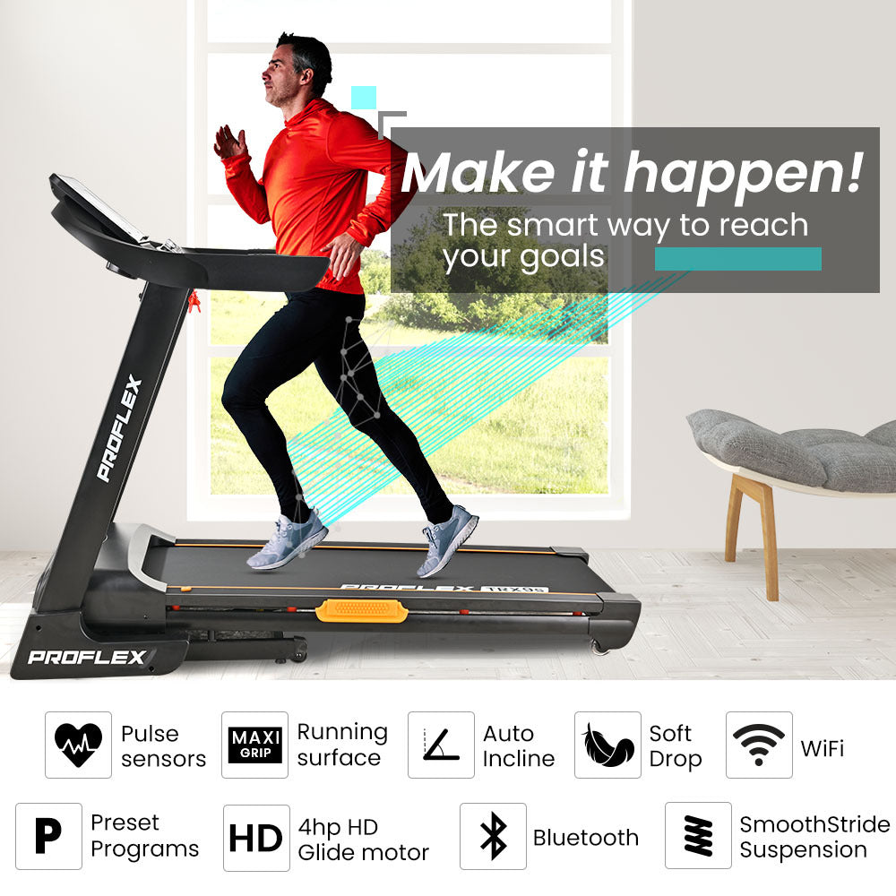 Electric Treadmill with 0.25m Display, Auto Incline, WiFi, Bluetooth, Foldable