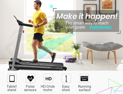 Compact Foldable Treadmill with Bluetooth & Device Stand, 1-10 km/h Speed Range